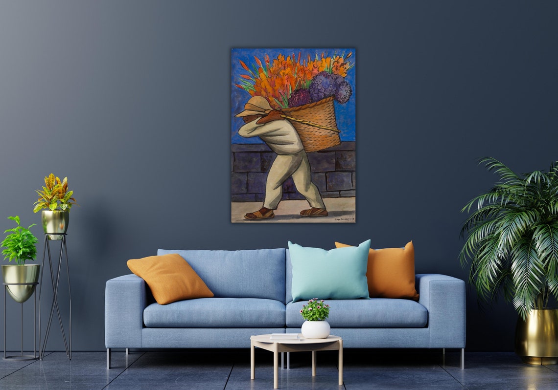 Diego Rivera The Flower Carrier Mexican Folk Art Masterpiece Poster - Image 2