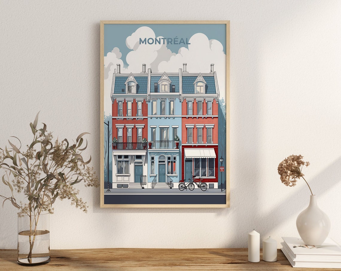 Plateau Montroyal Travel Poster Heart Of Montreal Life Home Decor Canadian Urban Neighborhood Wall Art Montral
