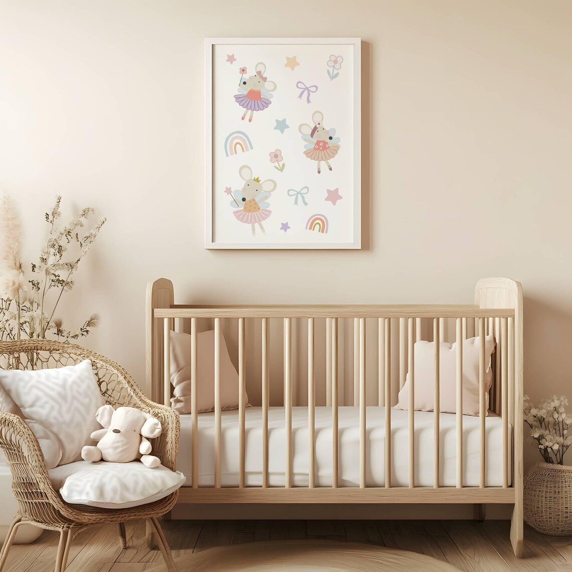 Ballerina Mice Fairy Ballet Nursery Pastel Kids Room Decor Poster - Image 3