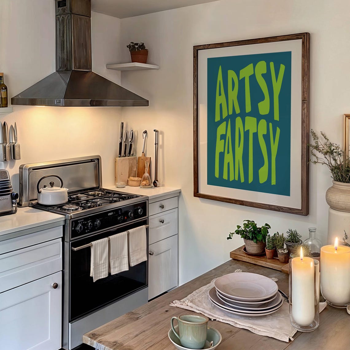 Artsy Fartsy Funny Quote Neon Green Retro Typography Art Poster Gift - Image 3