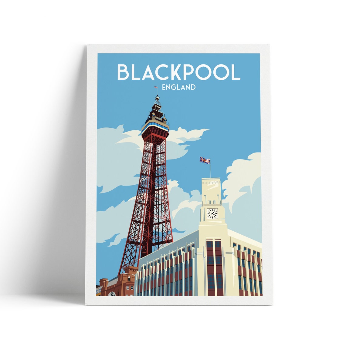 Blackpool Tower England Travel Poster Iconic Seaside Landmark Art