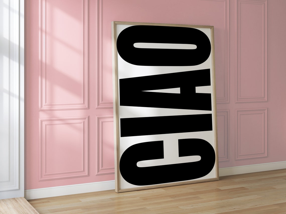 Ciao Black Oversized Vertical Typography Italian Quote Poster - Image 3