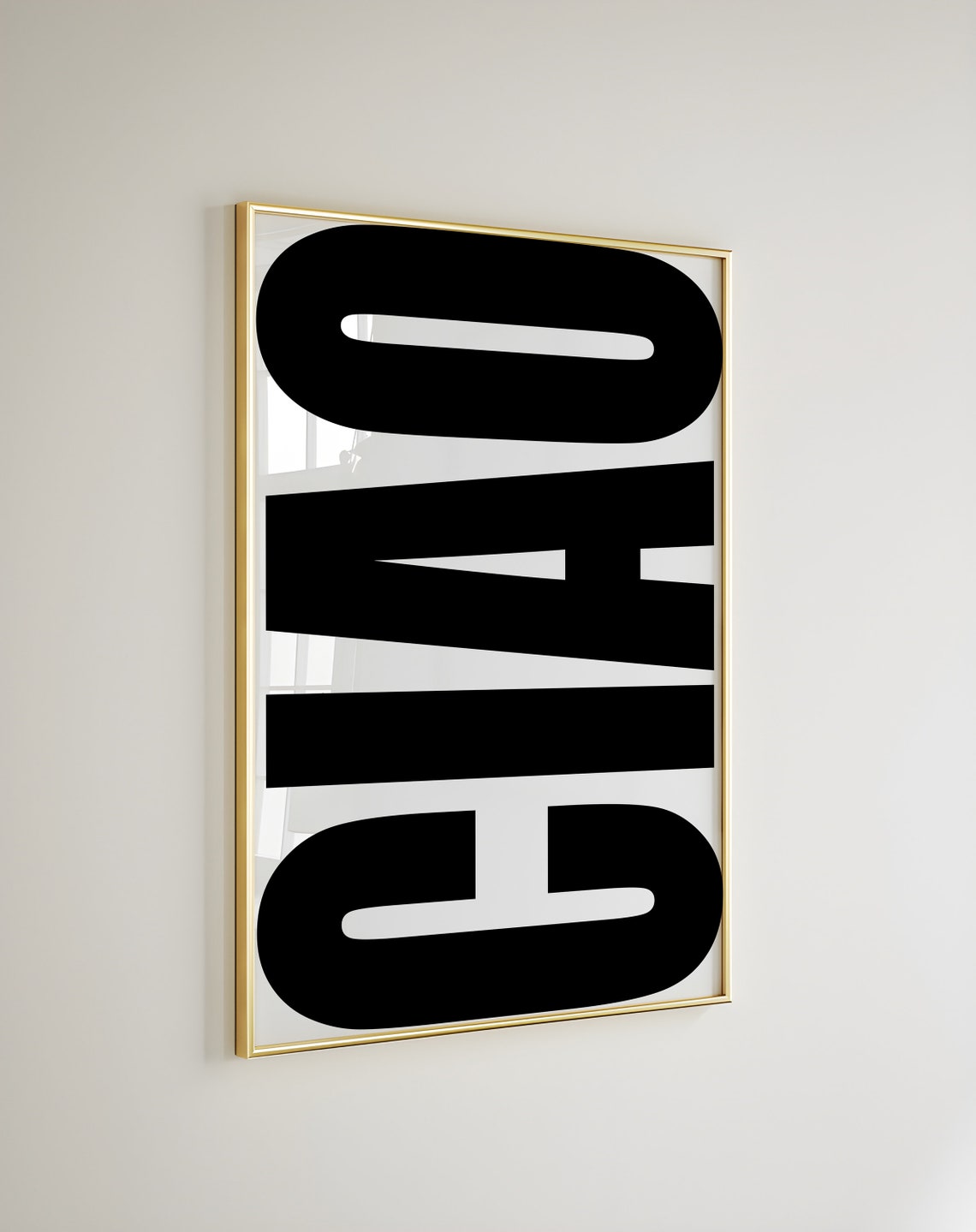 Ciao Black Oversized Vertical Typography Italian Quote Poster