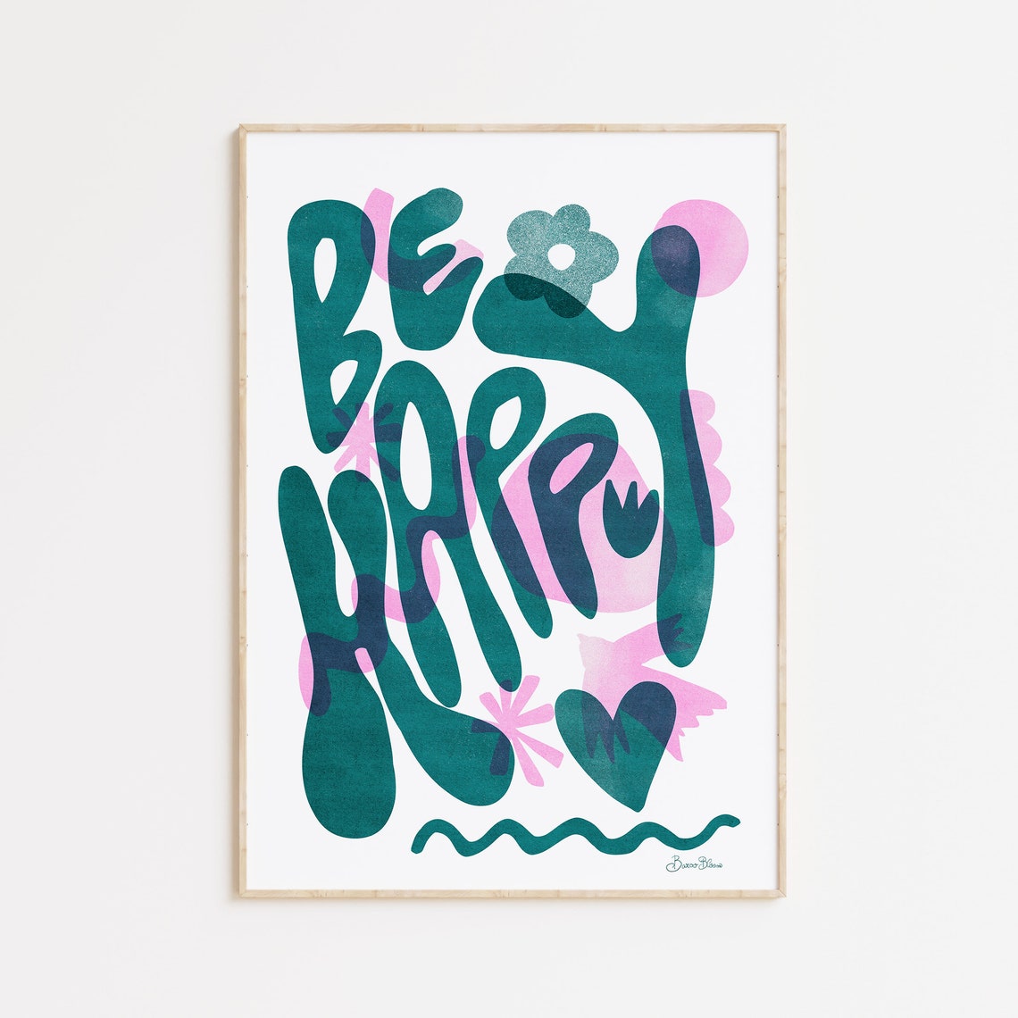 Colorful Be Happy Retro Groovy Quote Typography Motivational Poster - Image 5