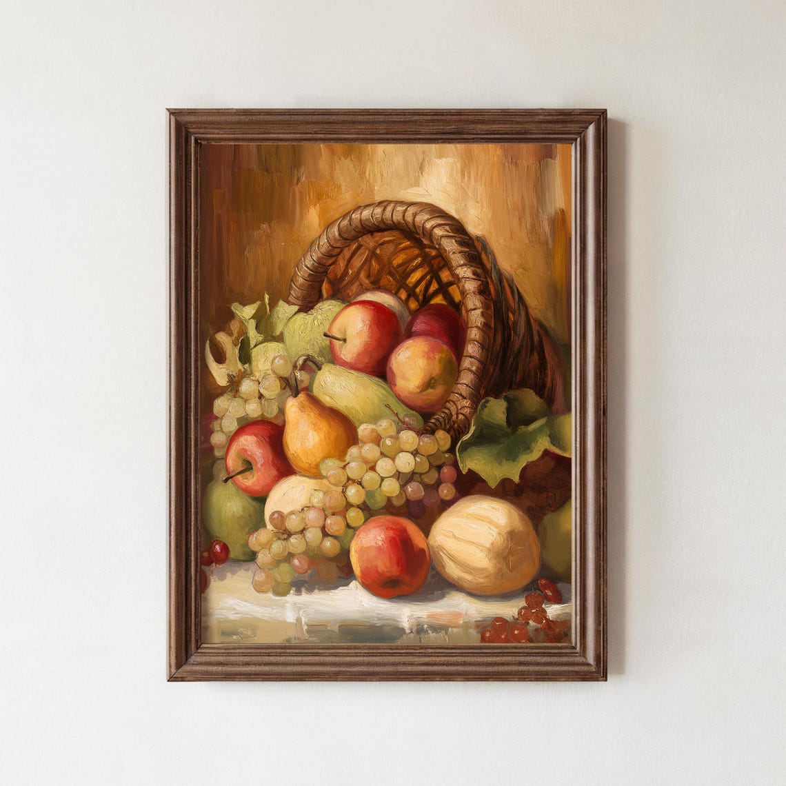 Vintage Harvest Cornucopia Fruit Still Life Oil Painting Poster - Image 4