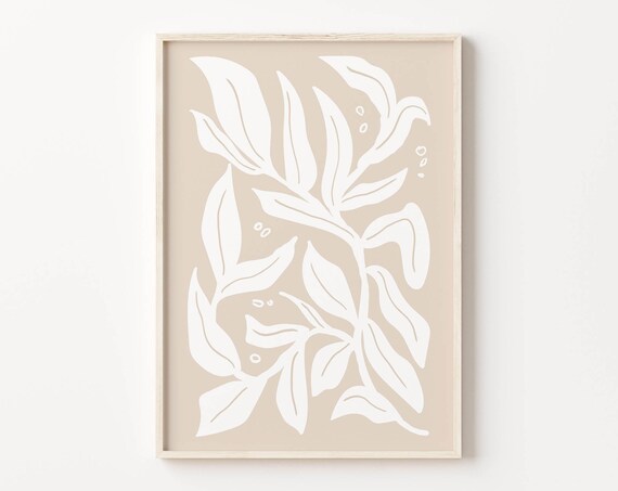 Beige Abstract Plant Print Beige Botanical Print Tropical Wall Art Abstract Wall Art Minimalist Print Living Room Wall Art