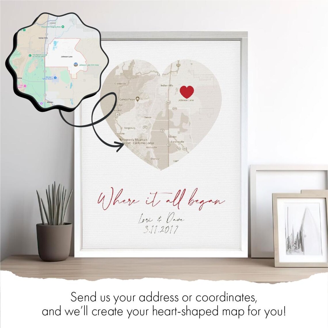 Custom Sepia Map, Anniversary Wedding Gift - Image 2