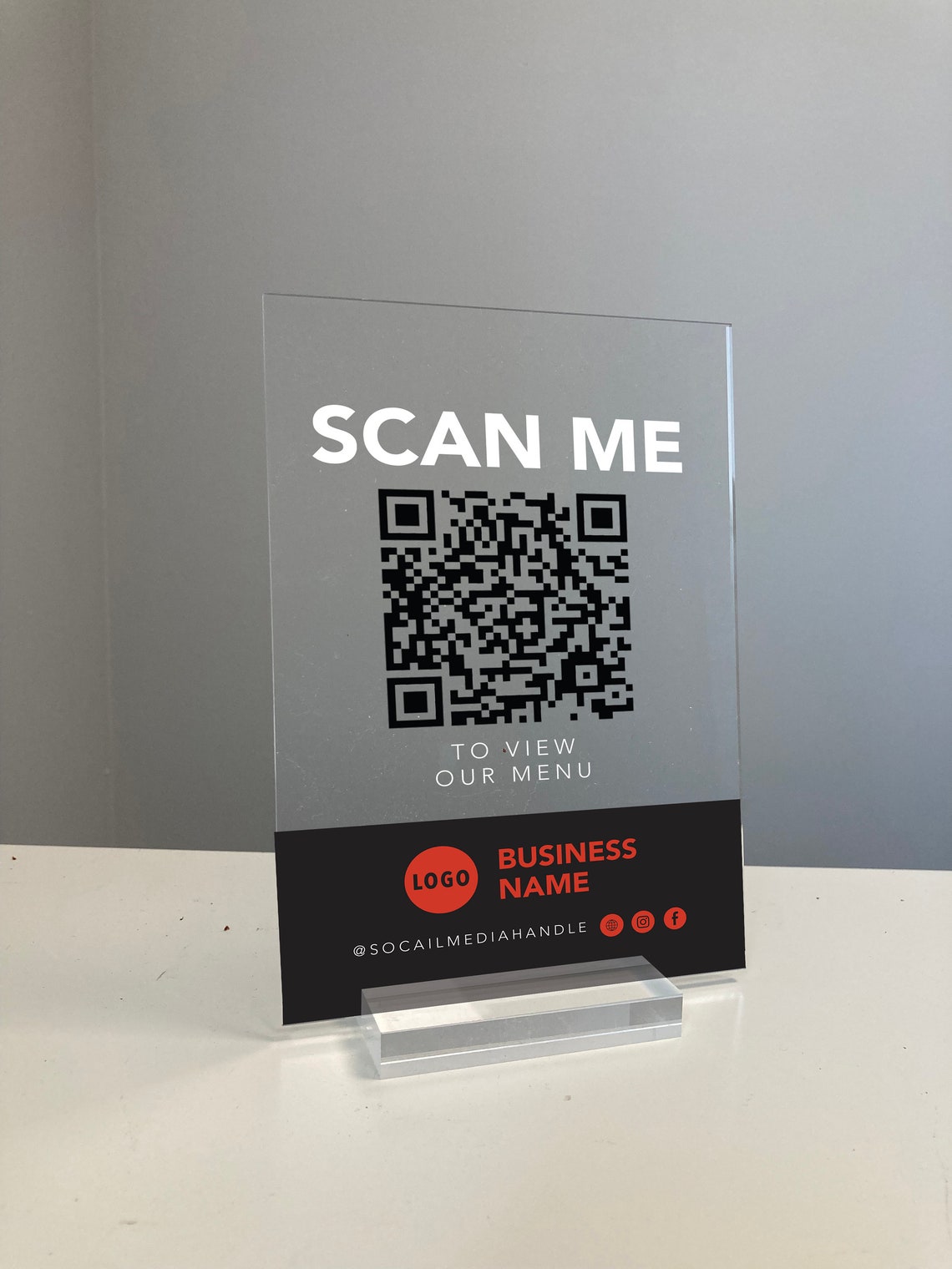 Scan Me QR Code Menu Custom Acrylic Business Display Restaurant Poster - Image 3