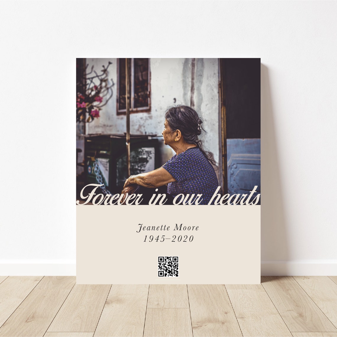 Custom Memorial Photo Voice Recording QR Code Keepsake Poster - Image 3