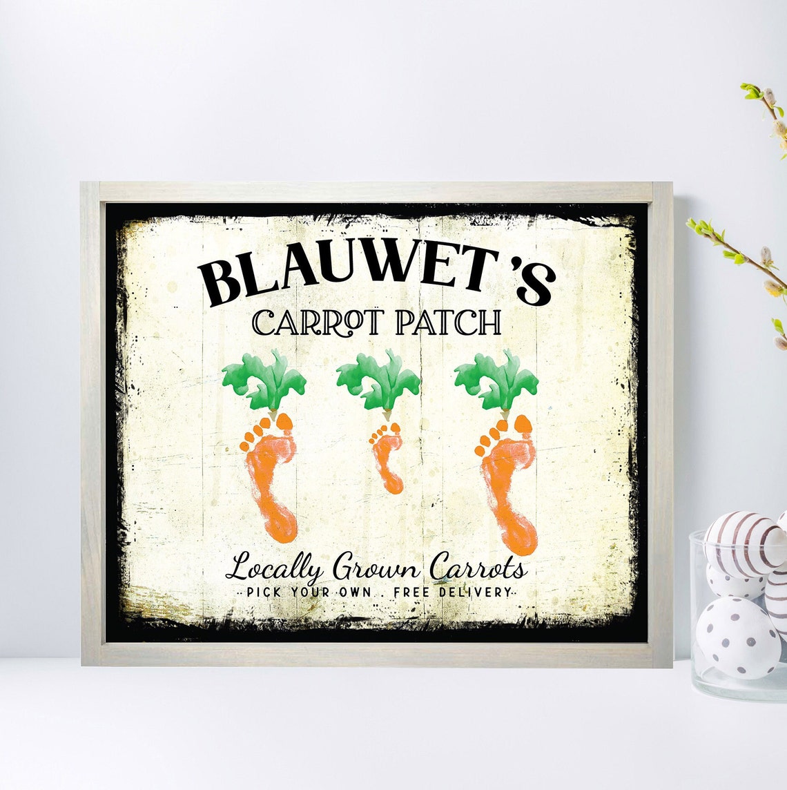 Blauwet's Carrot Patch Easter Little Feet Kids Craft Sign Poster