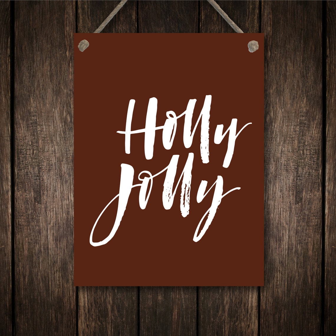 Holly Jolly Black Brush Script Farmhouse Christmas Wall Poster - Image 2