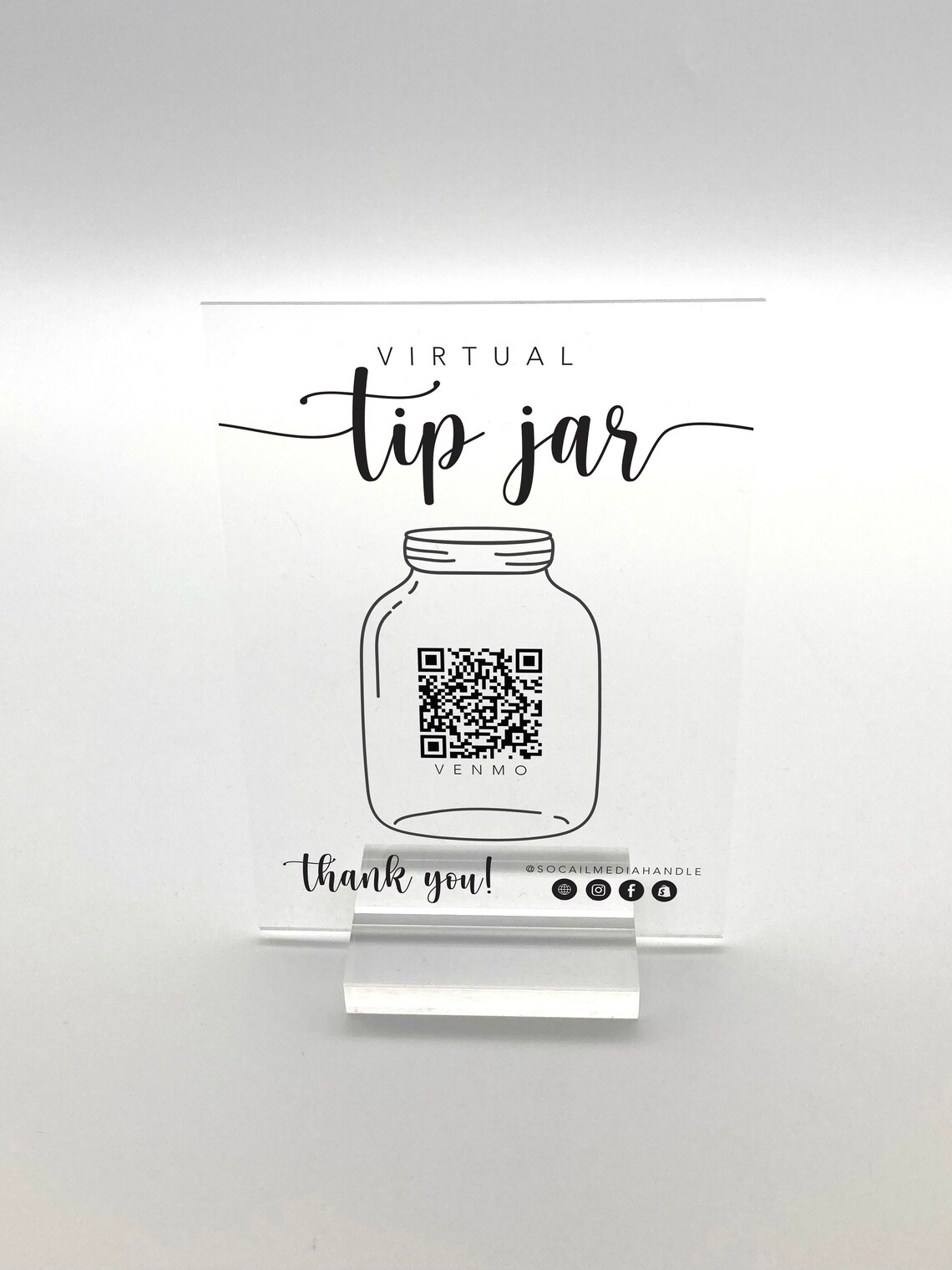 Virtual Tip Jar QR Code Custom Acrylic Plaque - Image 3