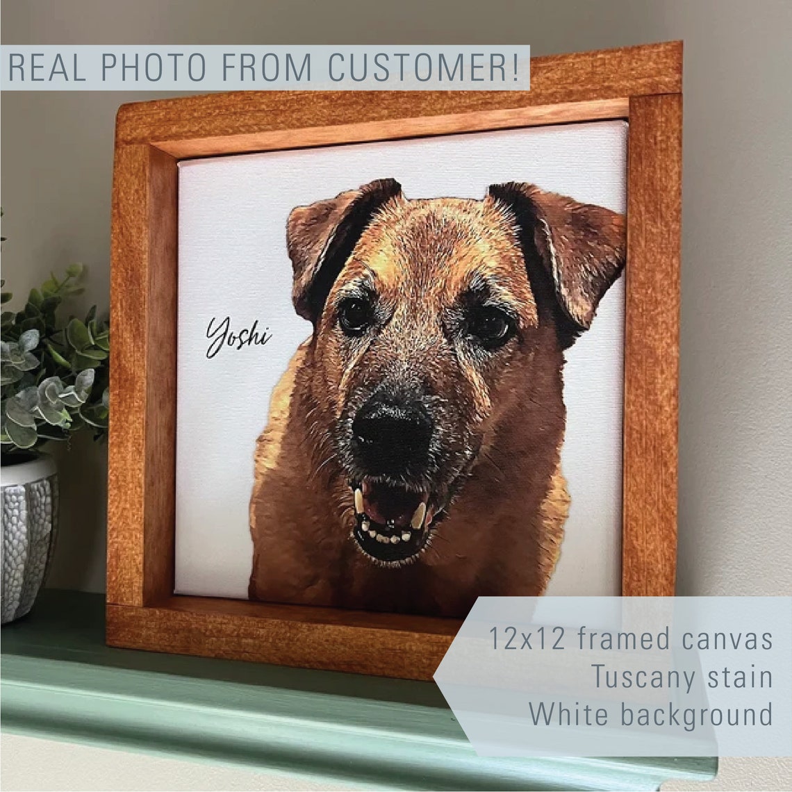Custom Two Dogs Oil Effect Portrait Personalized Names Pets Poster - Image 3
