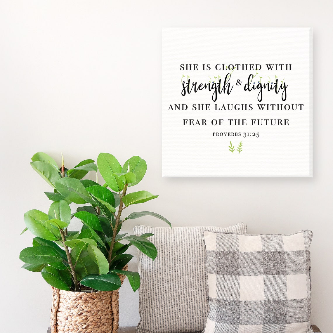 Proverbs 31:25 She Is Clothed With Strength Scripture Wall Art - Image 3