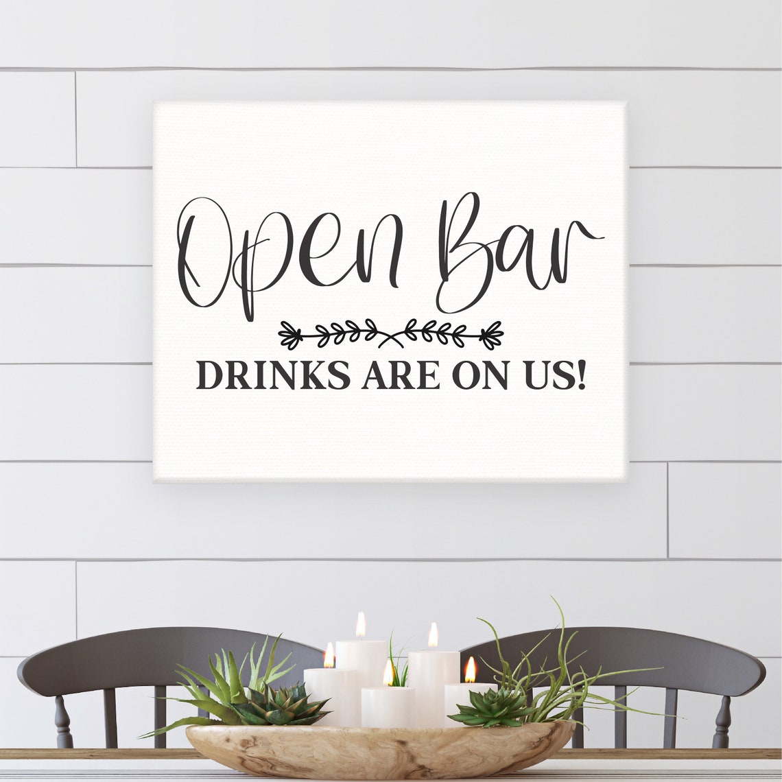 Open Bar Drinks Are on Us Wedding Party Farmhouse Sign Poster - Image 3