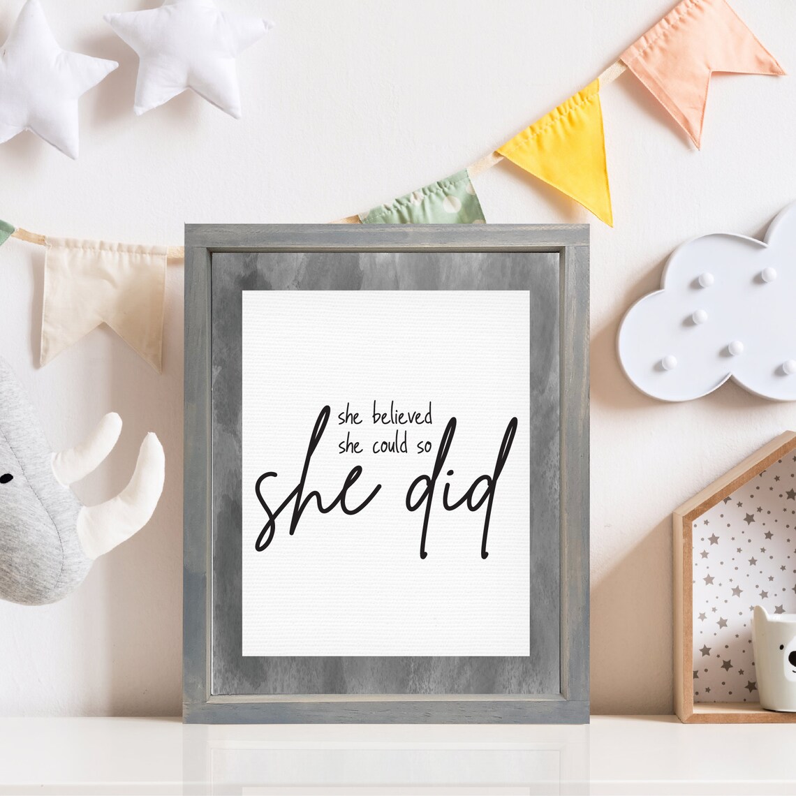 She Believed She Could Inspirational Wall Art Print - Image 3