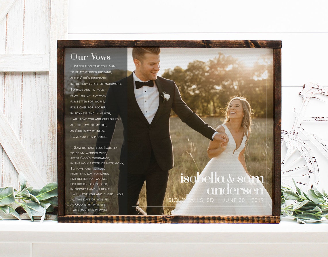 Our Vows Custom Wedding Photo Keepsake Poster With Names And Date