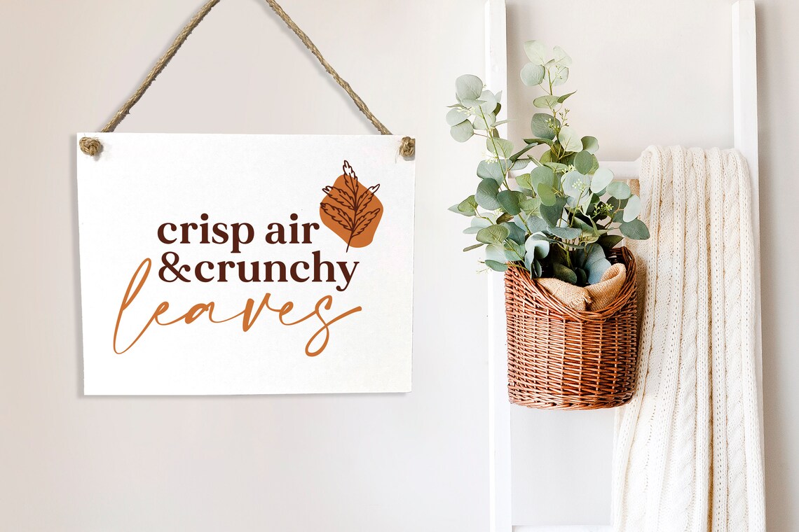 Crisp Air Crunchy Leaves Fall Autumn Seasonal Rustic Wood Wall Poster - Image 2
