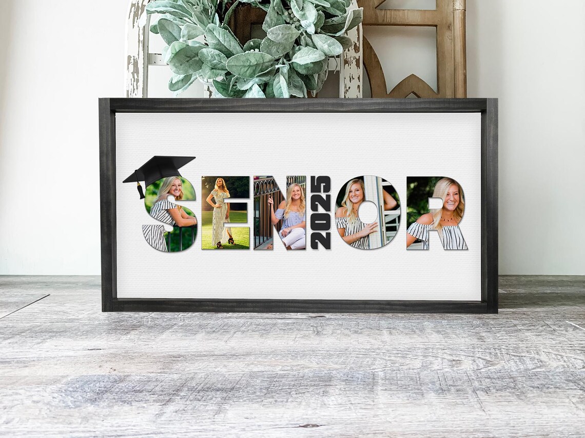 Senior 2025 Photo Collage Letter Graduation Cap Keepsake Wall Poster - Image 2