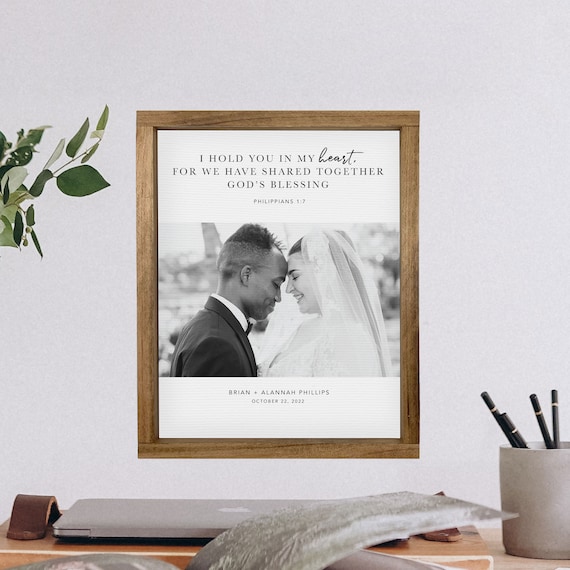 Philippians 1:7 I Hold You in My Heart Wedding Photo Scripture Gift Poster
