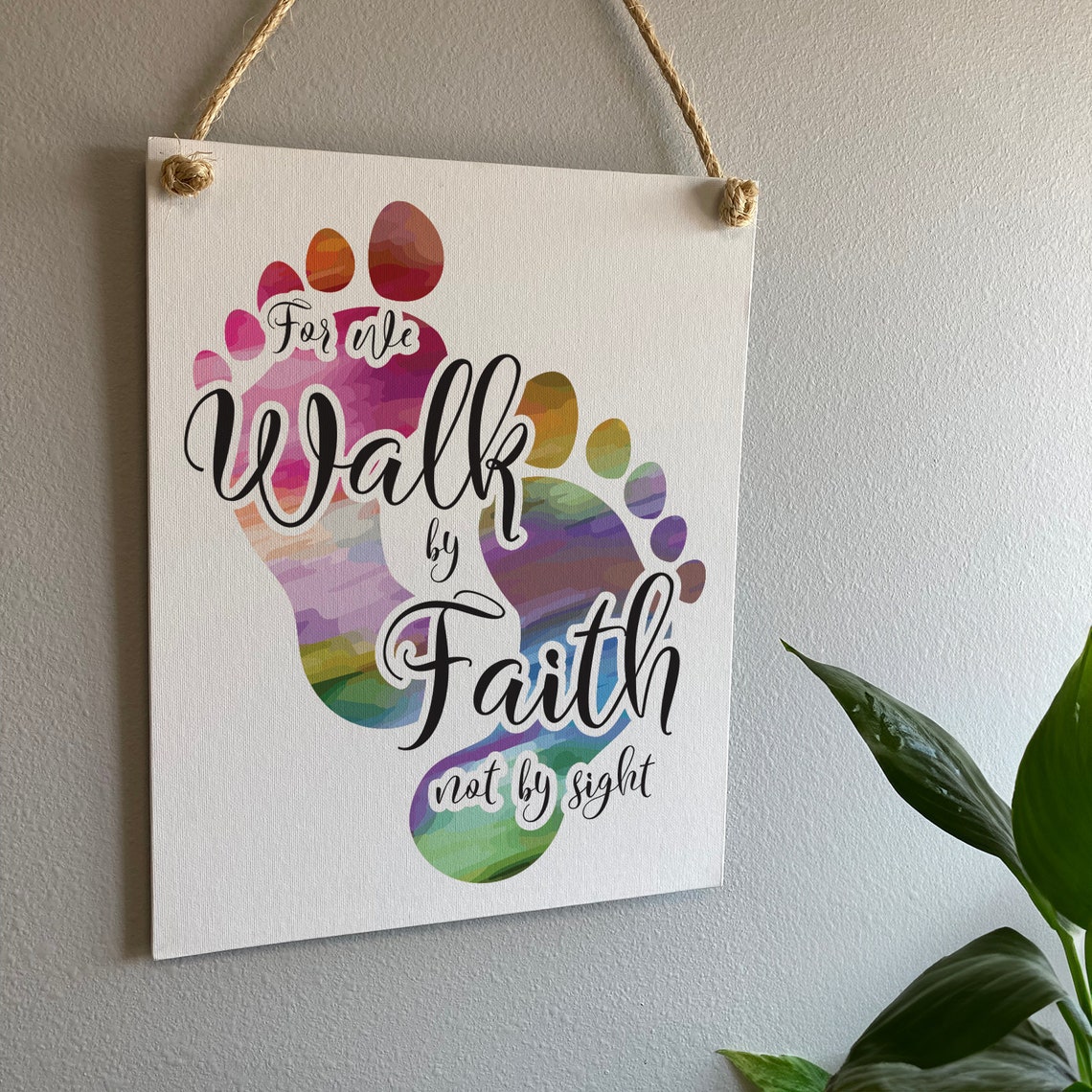 For We Walk By Faith Not By Sight Colorful Faith Quote Wall Art - Image 2