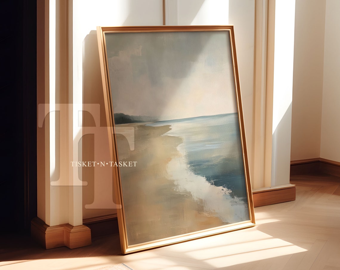 Soft Abstract Beach Seascape Misty Shoreline Calm Ocean Art Print