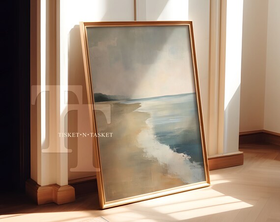 Soft Abstract Beach Seascape Misty Shoreline Calm Ocean Art Print