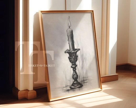 Candle Drawing Gothic Wall Art