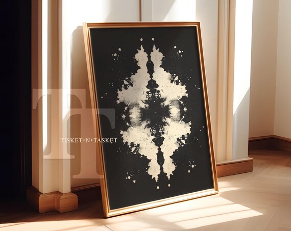 Bold Black Rorschach Test Abstract Art Vertical Monochromatic Boho Wall