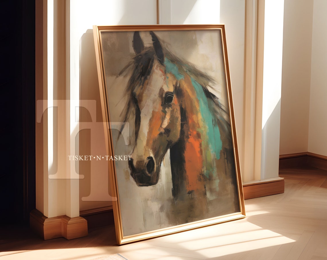 Abstract Horse Head Portrait Colorful Modern Equine Wall Art