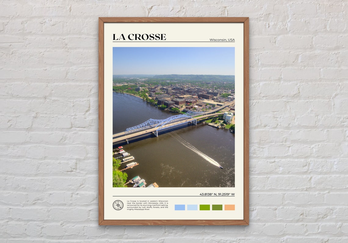 La Crosse Wisconsin Mississippi River Bridge Cityscape Poster
