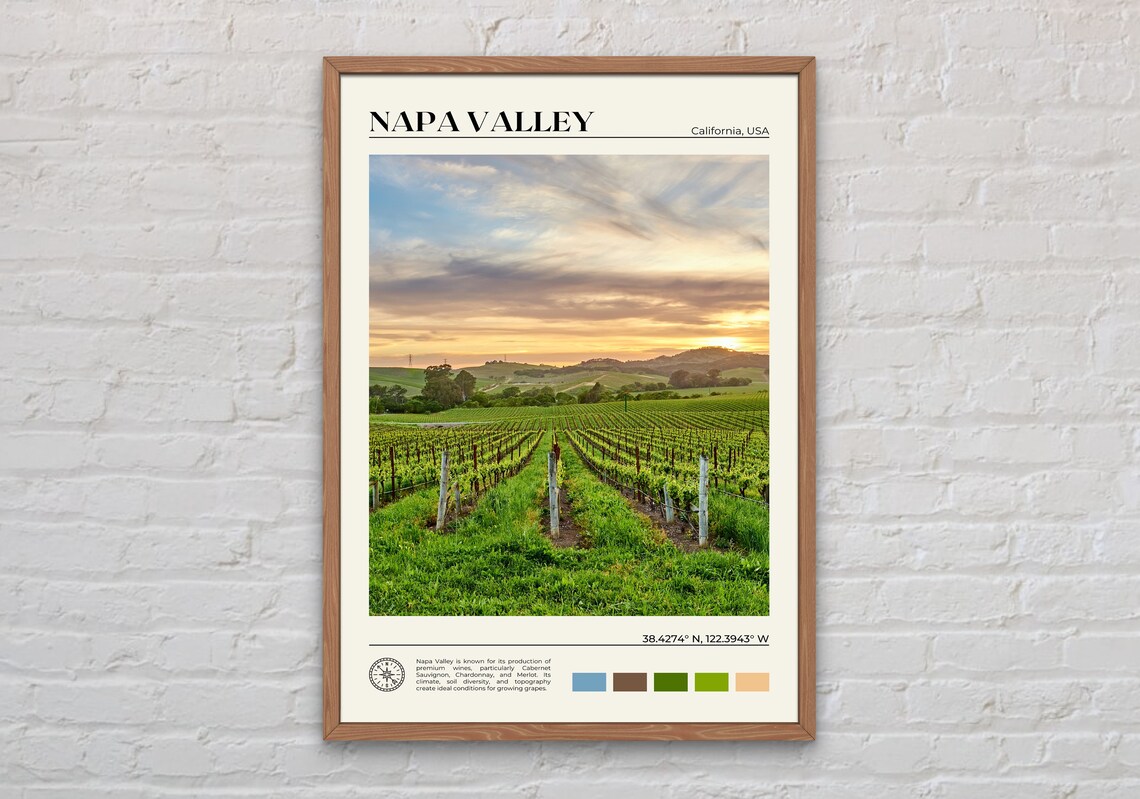 Napa Valley Travel Poster, Real Photo Wall Art