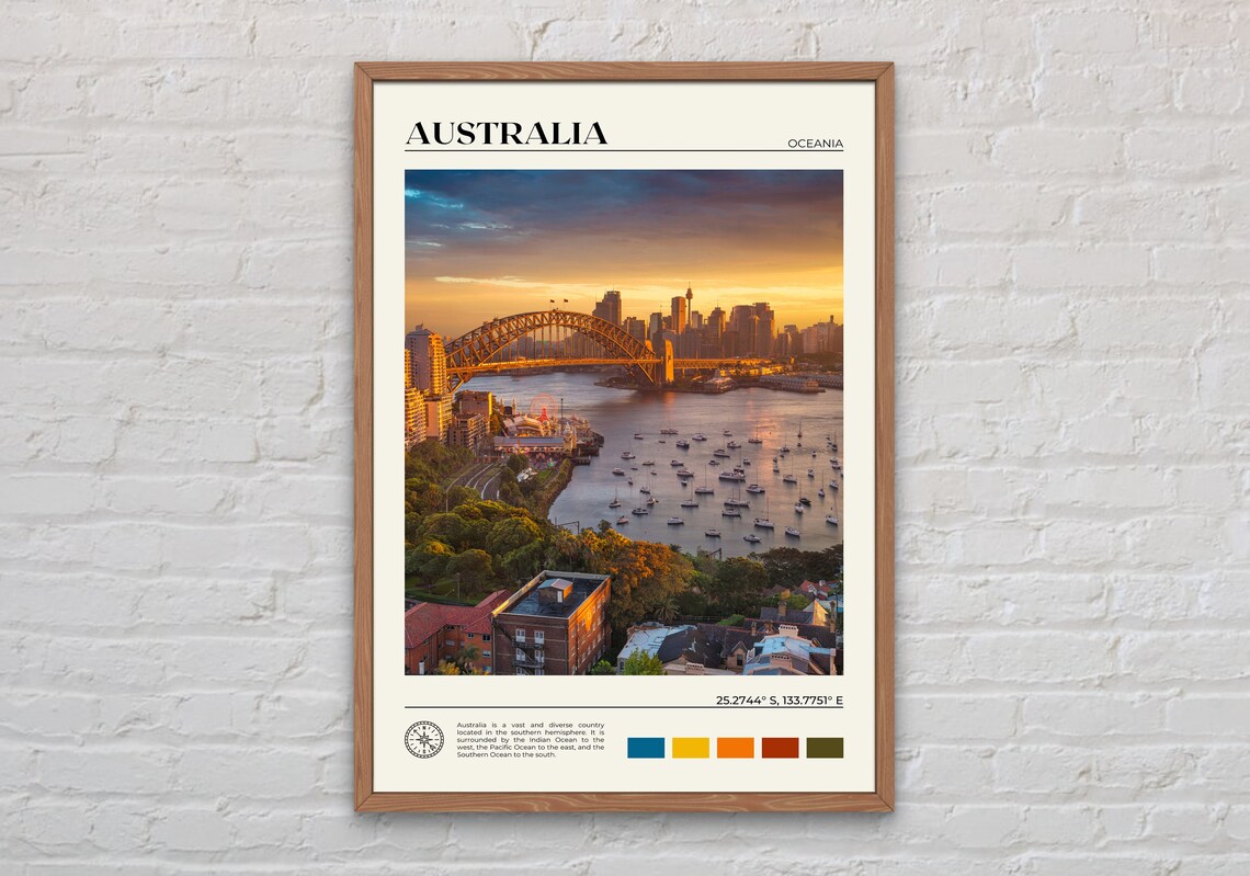 Australia Real Photo Travel Poster, Wall Decor