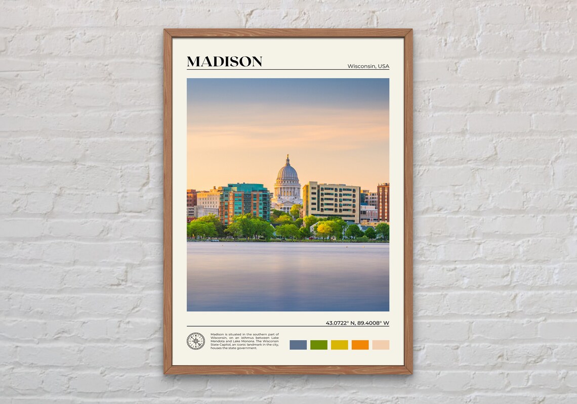 Madison Real Photo Travel Poster, Wisconsin USA