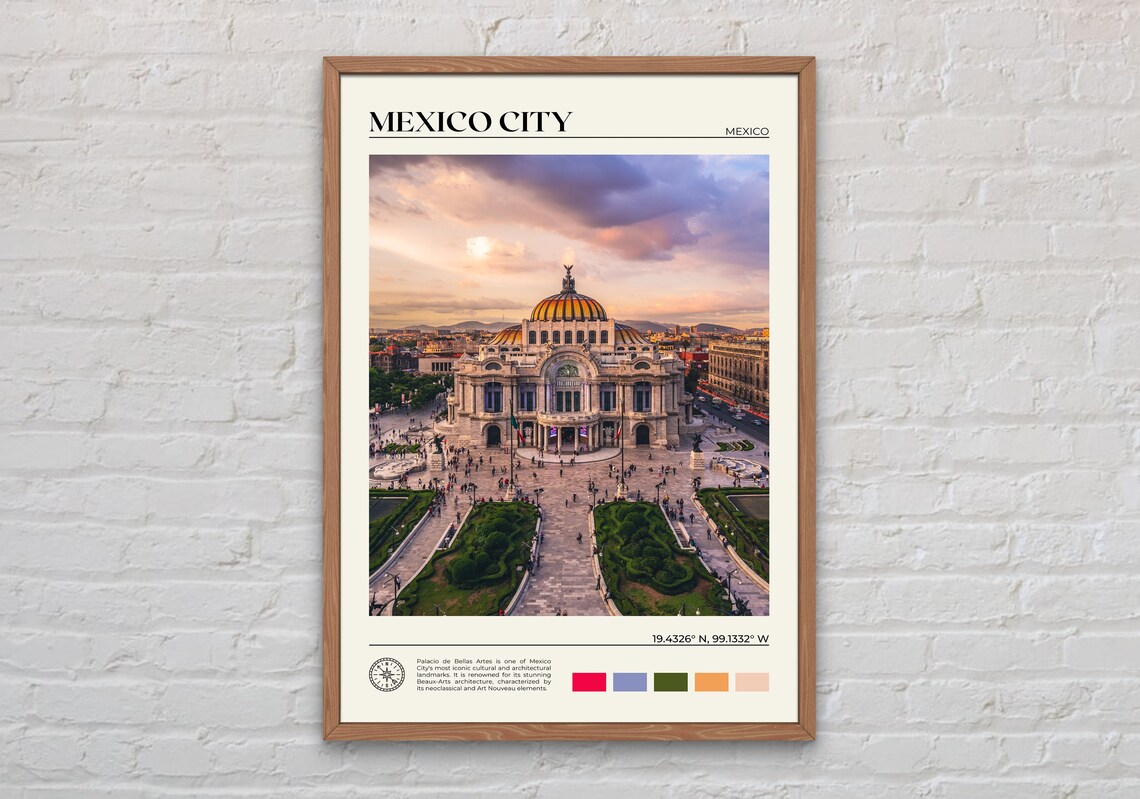 Mexico City Real Photo Travel Poster, City Decor