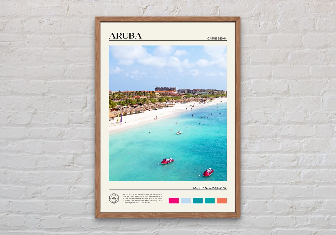 Aruba Photo Travel Poster, Caribbean Wall Art