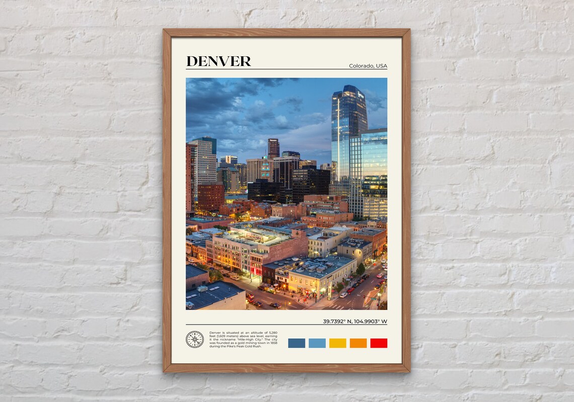 Denver Travel Poster, Colorado Wall Art Print
