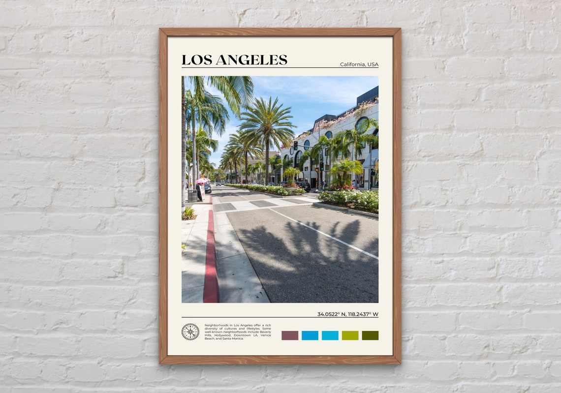 Los Angeles California Palm Lined Rodeo Drive Street Travel Poster
