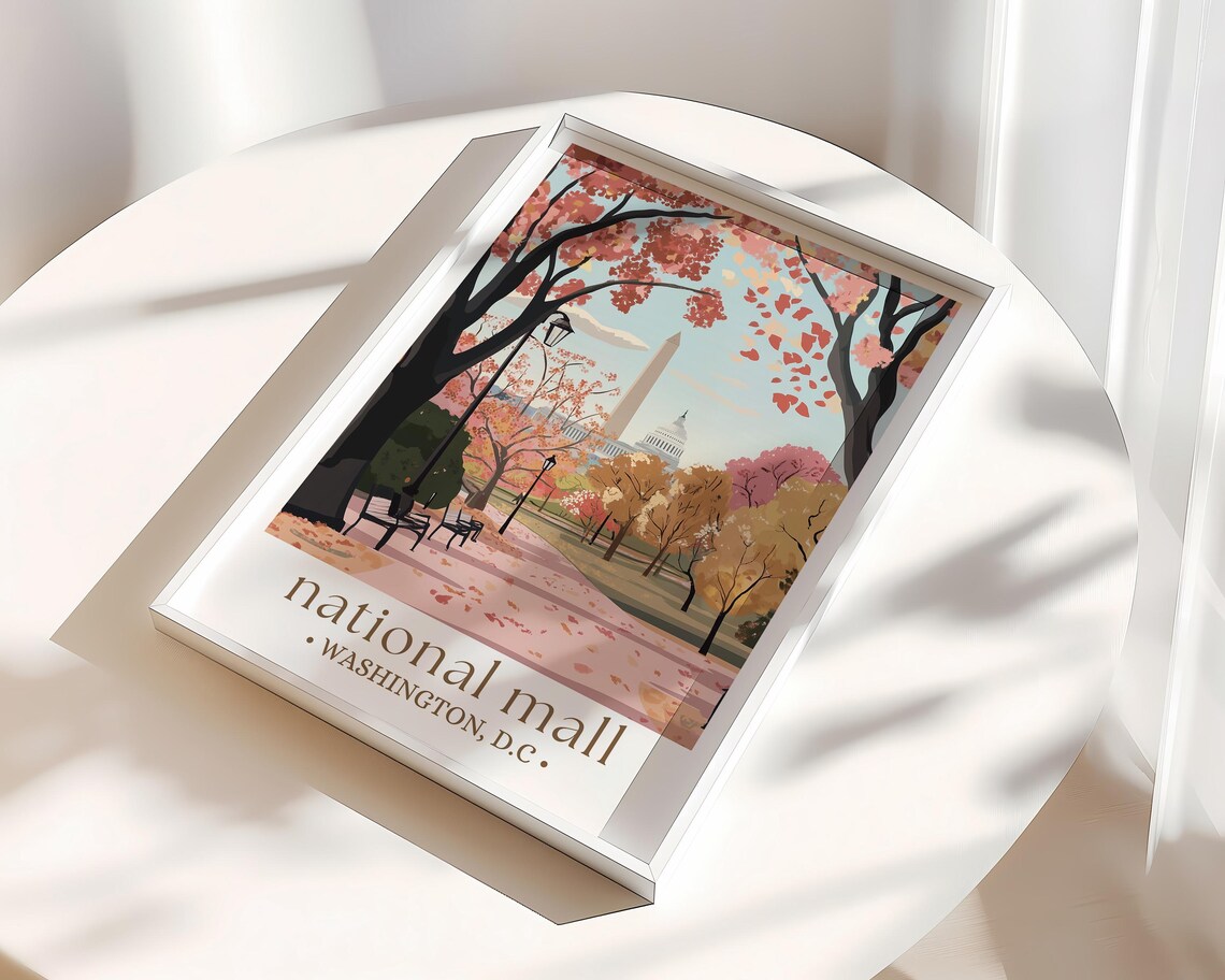 National Mall Washington DC Art Print, Cherry Blossom - Image 3