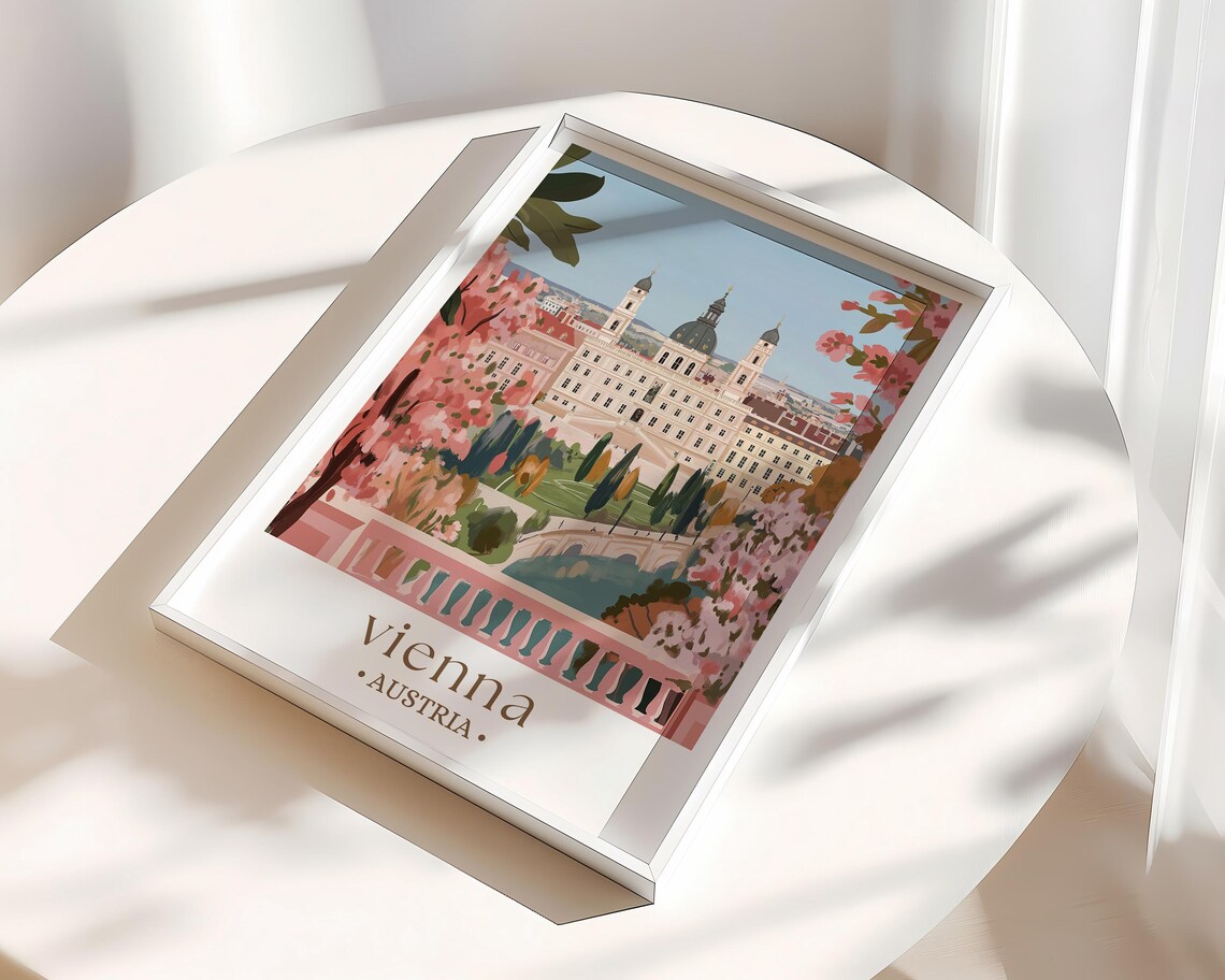 Vienna Austria Scenic Travel Poster Schnbrunn Palace Art European City Wall Decor Travel Themed Home Decoration Wall Print Austria Art - Image 2