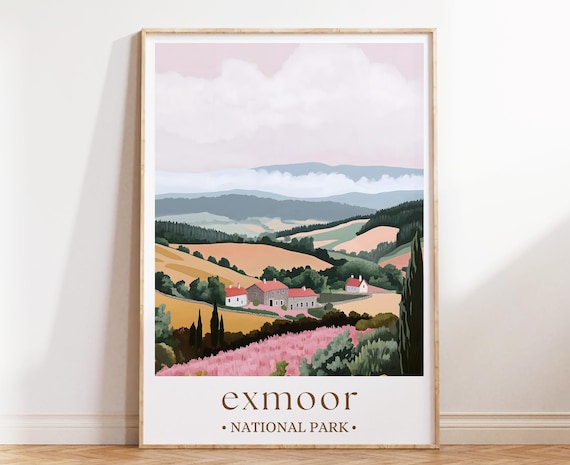 Exmoor National Park England Countryside Hills Village Poster