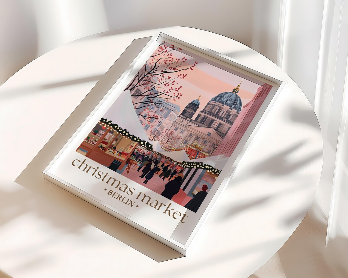 Berlin Christmas Market Travel Poster, Holiday Scene - Image 3