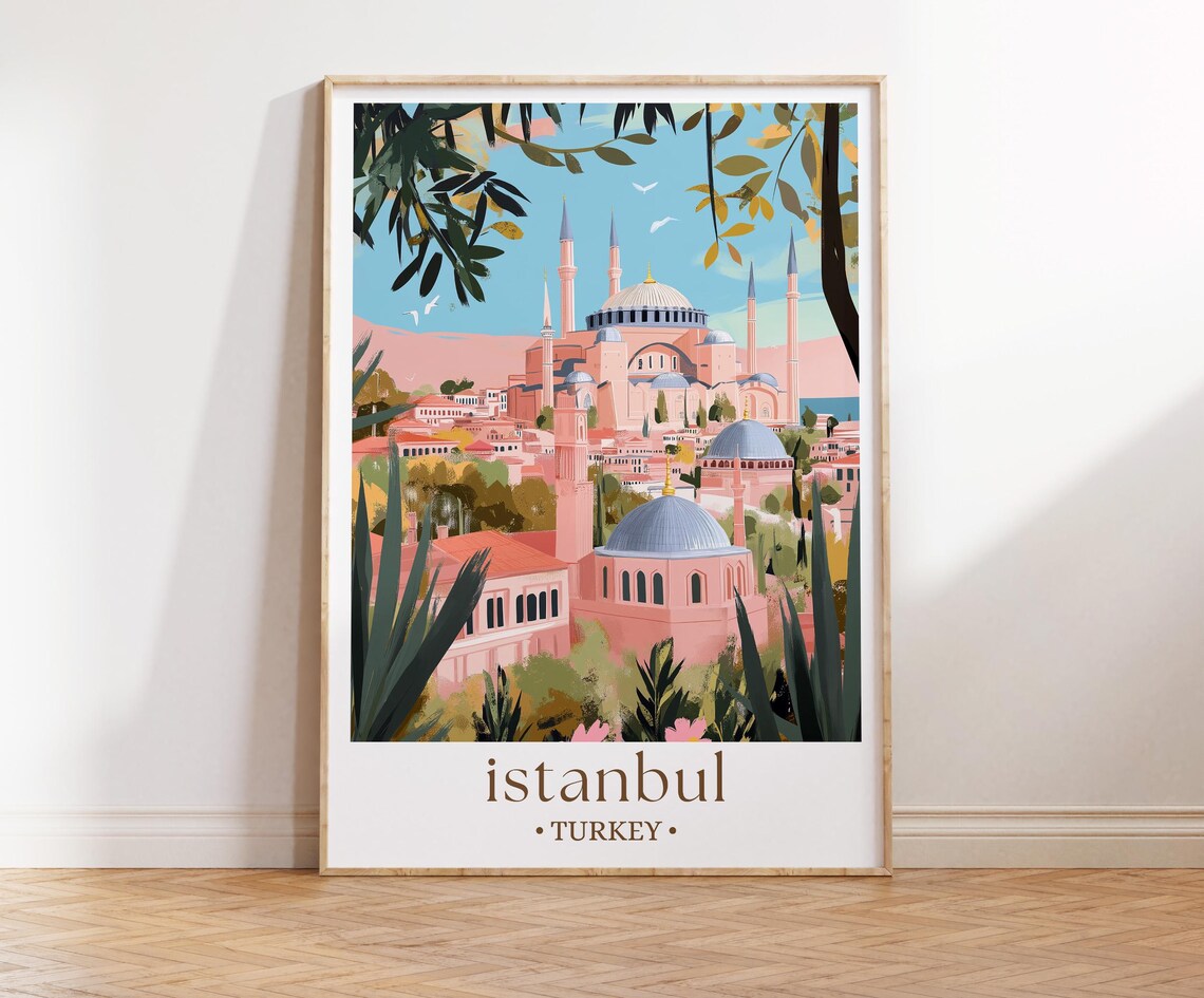 Istanbul Minimalist Travel Poster, Retro City Art