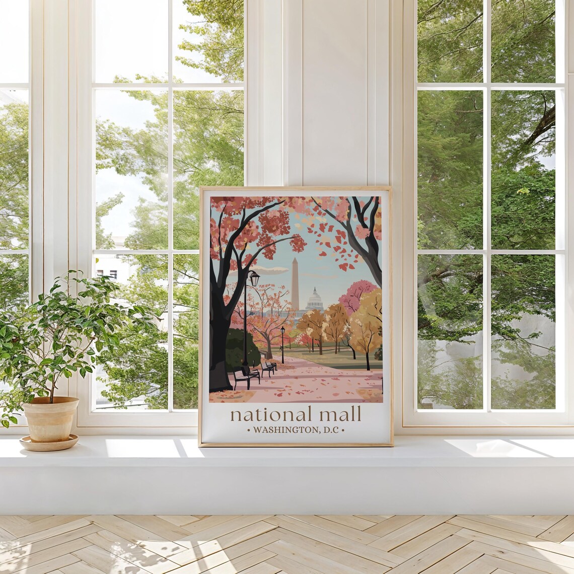 National Mall Washington DC Art Print, Cherry Blossom - Image 2