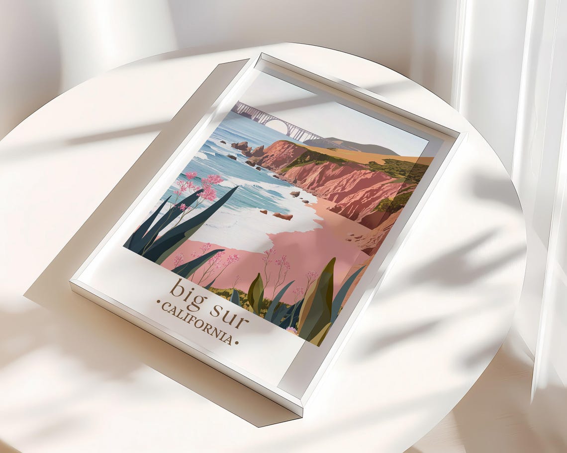 Big Sur Print Art Print Travel Print Travel Poster Wall Art California Road Trip California Travel Print Pacific Coast Poster - Image 3