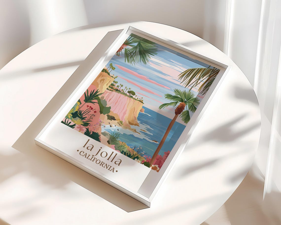 La Jolla Travel Poster California Wall Art La Jolla San Diego United States Personalised Birthday Gifts Wedding Gifts - Image 3