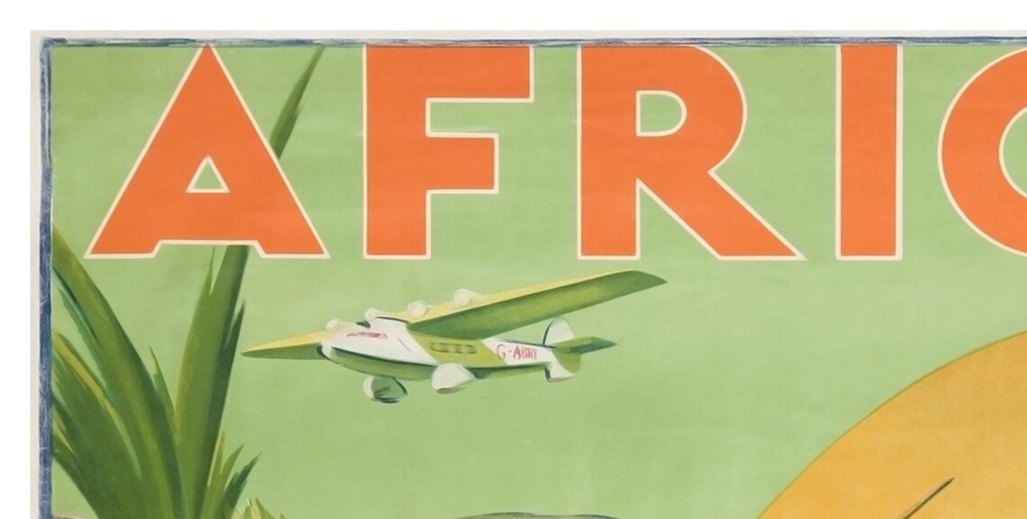 Africa Imperial Airways Village Vintage Golden Age Travel Poster - Image 2