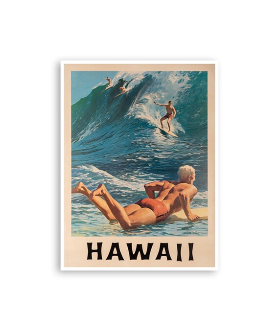 Hawaii Art Surfer Print Hawaiian Travel Poster Xr1794a