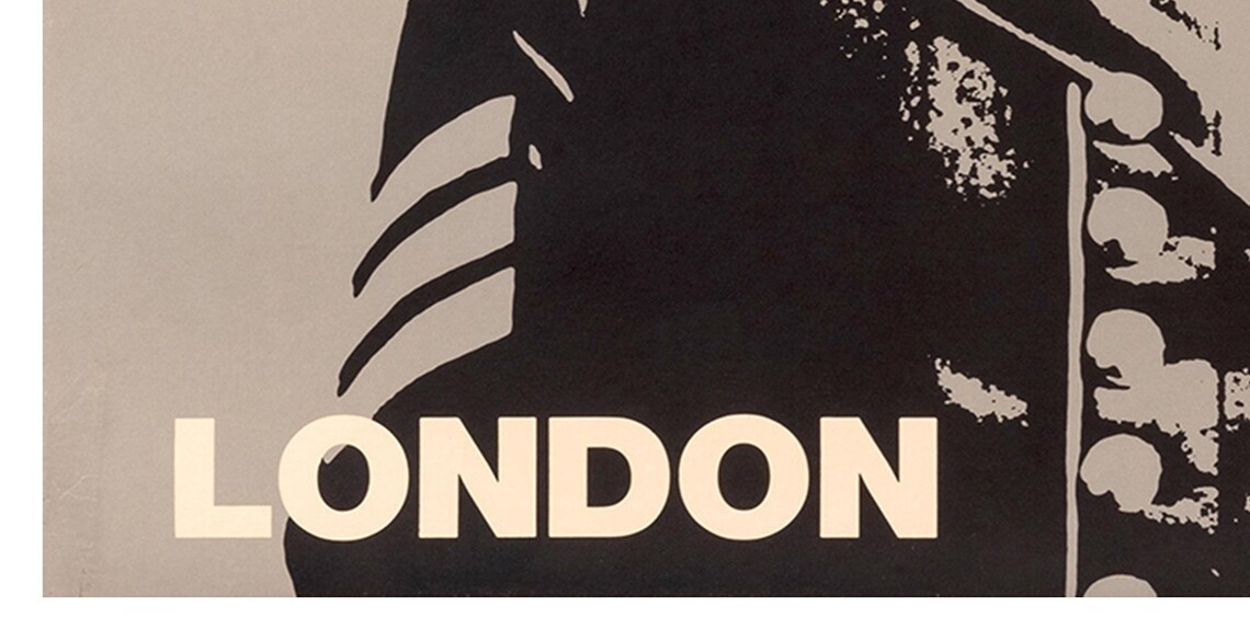 Alitalia Airlines London Guardsman Bearskin Vintage Travel Poster - Image 2
