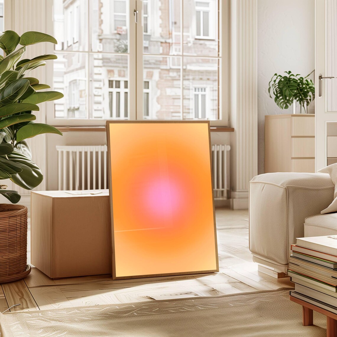 Aura Print No17, Pastel Orange and Pink Art Print - Image 3